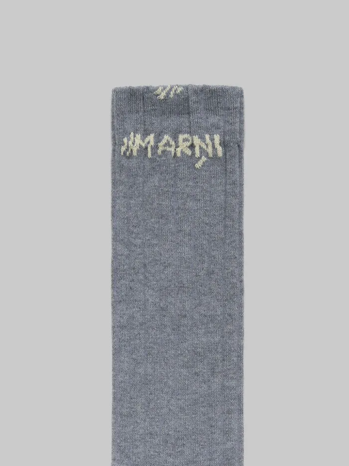 Grey Ribbed Cotton Socks With Marni Mending Women Marni Socks