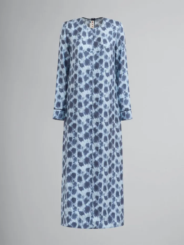 Grey Silk Long Dress With Crayon Leopard Print Women Marni Dresses