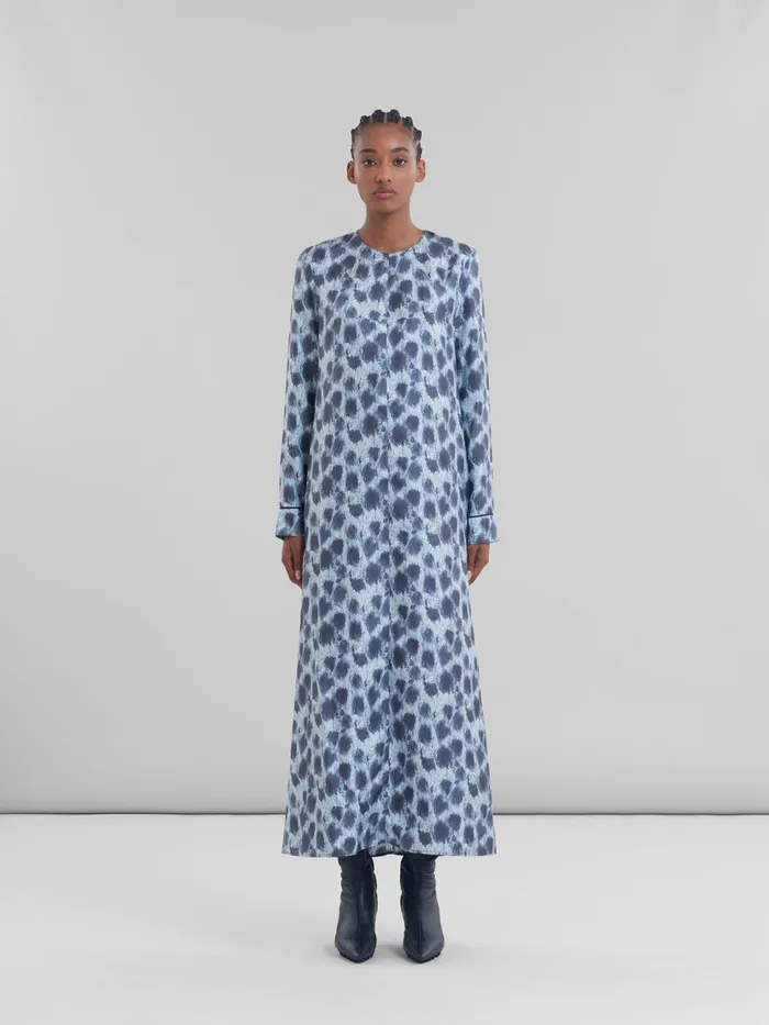 Grey Silk Long Dress With Crayon Leopard Print Women Marni Dresses
