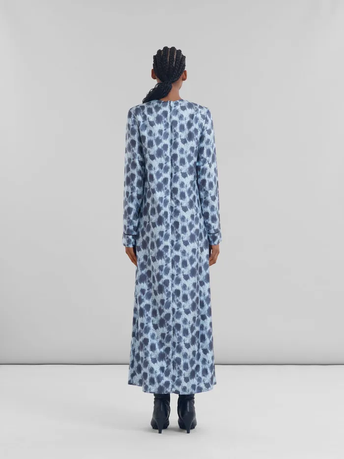 Grey Silk Long Dress With Crayon Leopard Print Women Marni Dresses