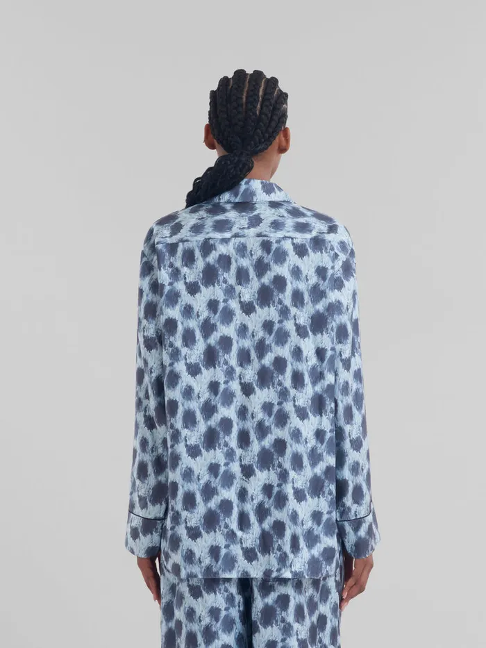Grey Silk Shirt With Crayon Leopard Print WomenMen Marni Tops and TShirts