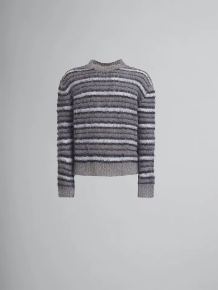 Grey Striped Mohair Jumper Men Marni Knitwear
