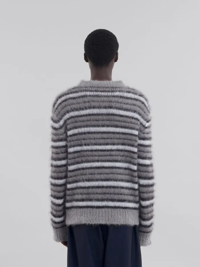 Grey Striped Mohair Jumper Men Marni Knitwear