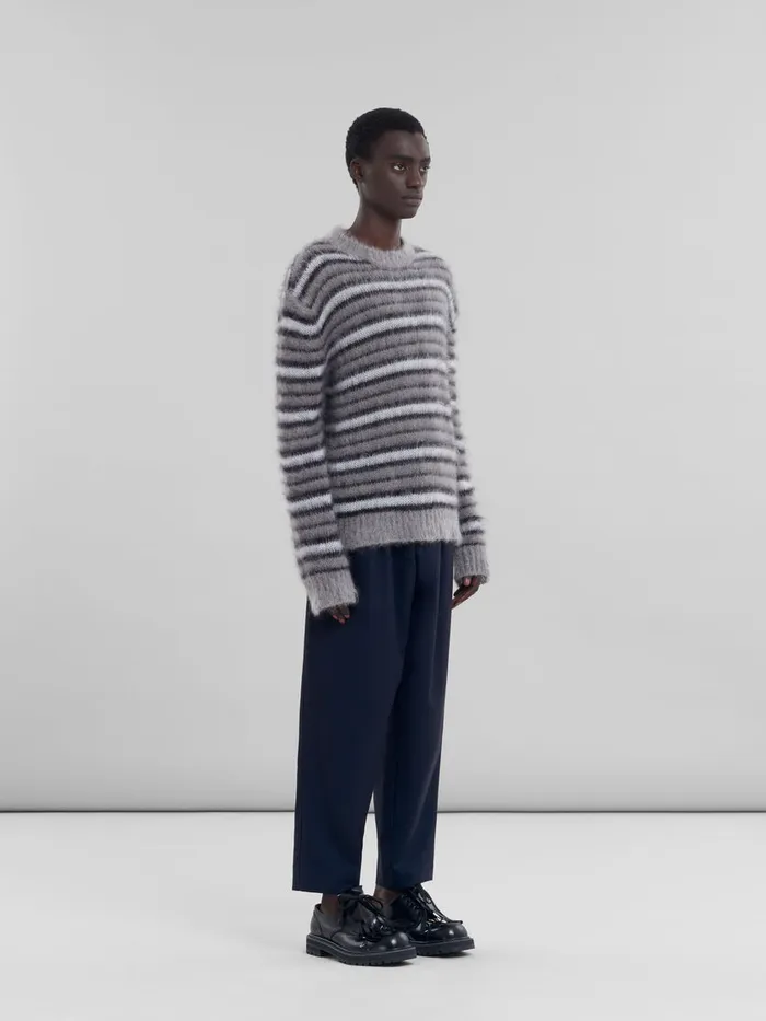 Grey Striped Mohair Jumper Men Marni Knitwear