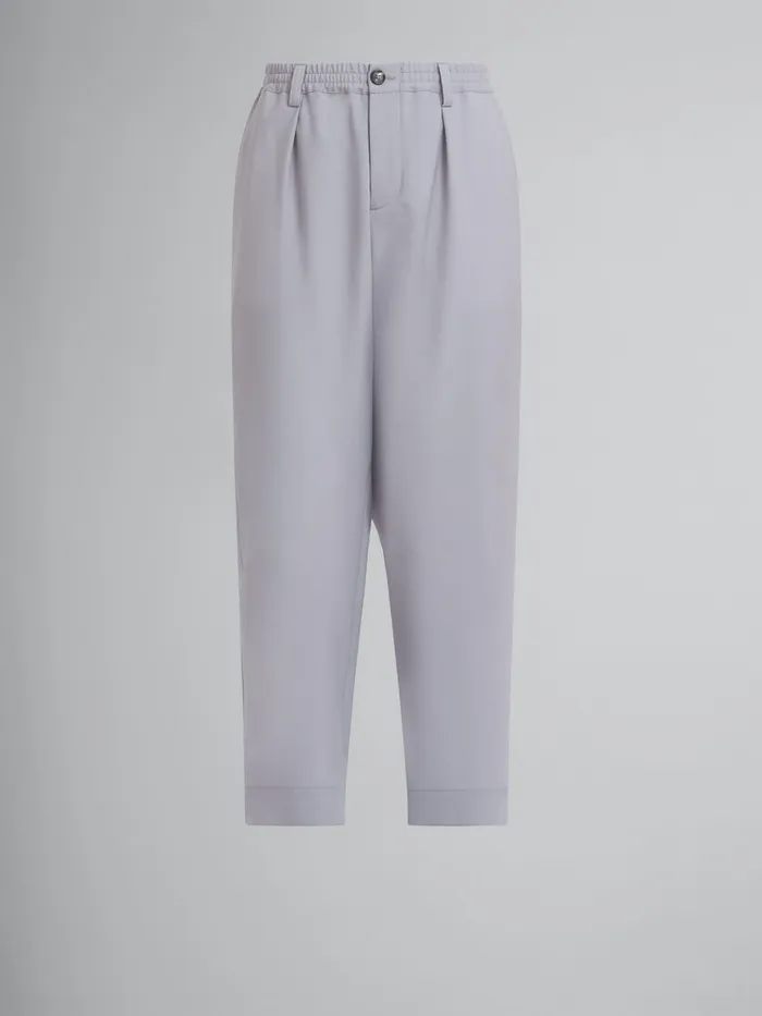 Grey Tropical Wool Trousers With Drawstring Waist Men Marni Pants