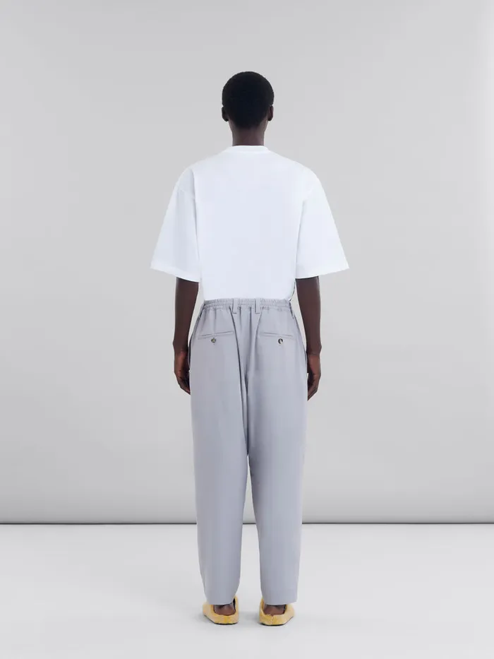 Grey Tropical Wool Trousers With Drawstring Waist Men Marni Pants