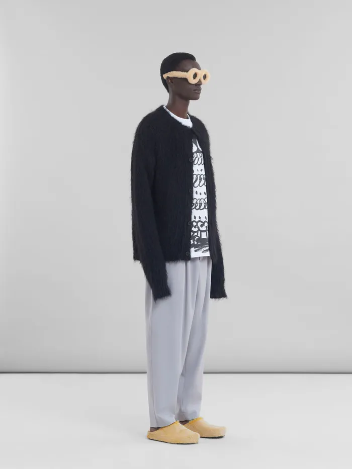 Grey Tropical Wool Trousers With Drawstring Waist Men Marni Pants