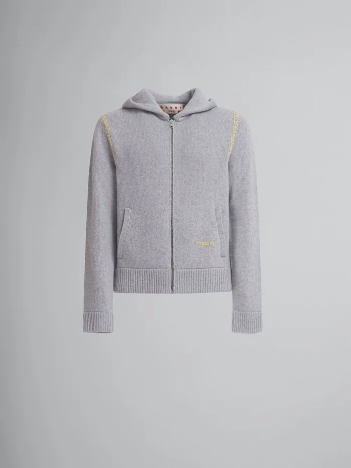 Grey Woolcashmere Cardigan With Marni Mending Men Marni Knitwear