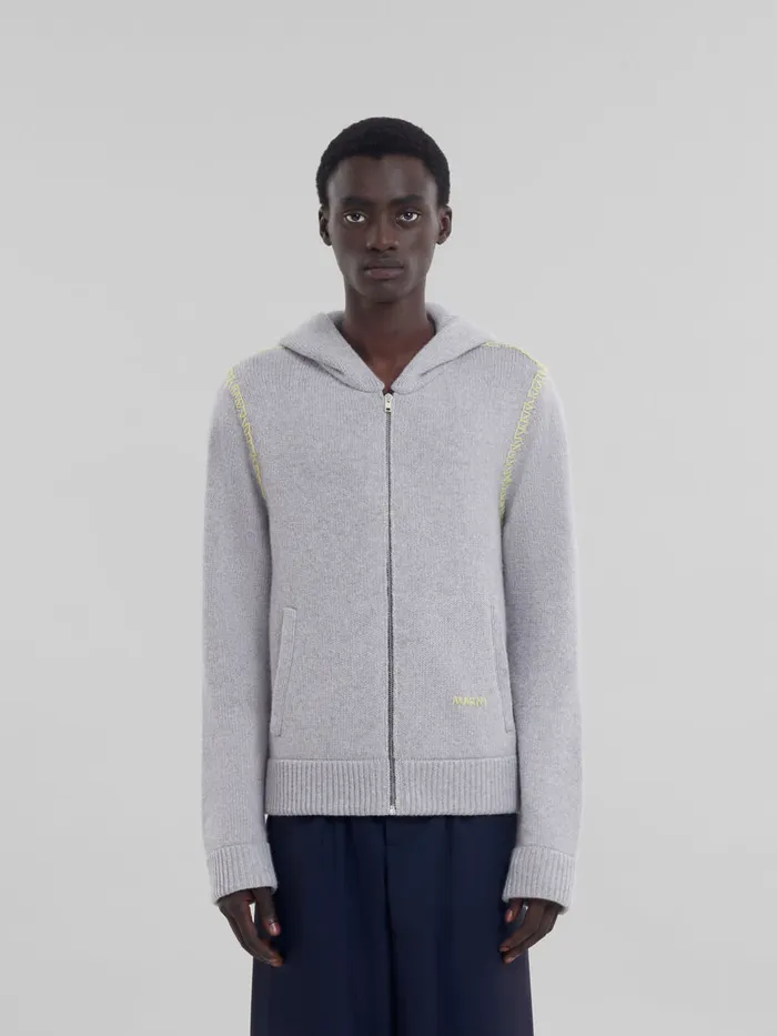 Grey Woolcashmere Cardigan With Marni Mending Men Marni Knitwear