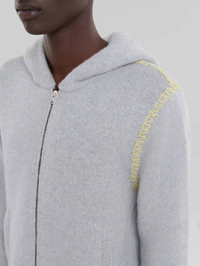 Grey Woolcashmere Cardigan With Marni Mending Men Marni Knitwear