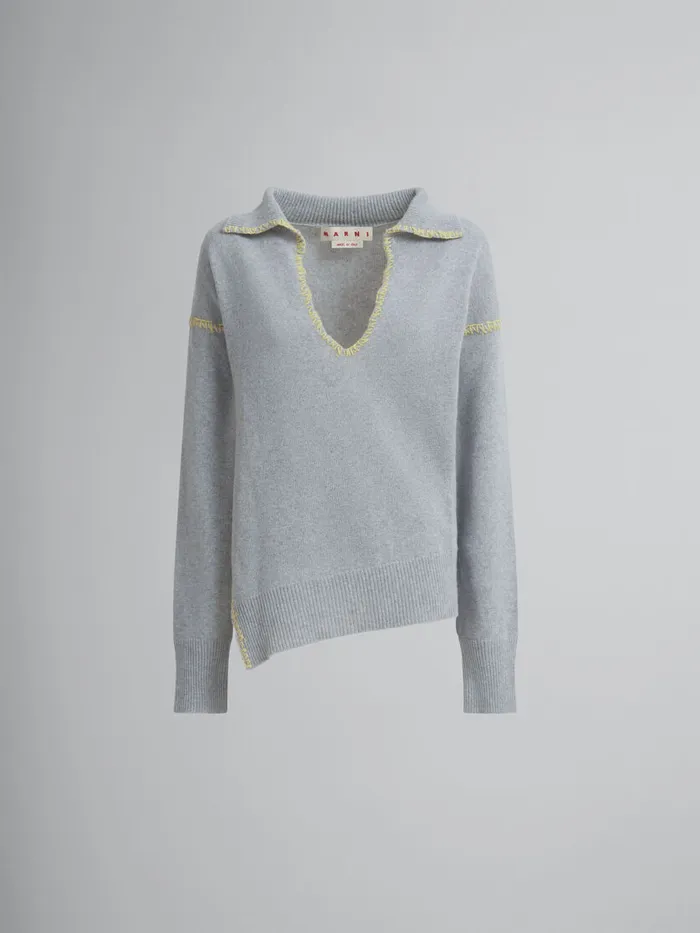 Grey Woolcashmere Jumper With Oversized Collar Women Marni Knitwear