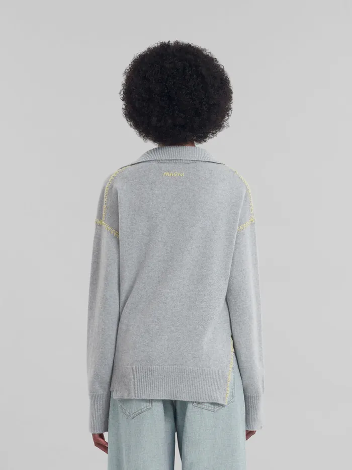 Grey Woolcashmere Jumper With Oversized Collar Women Marni Knitwear