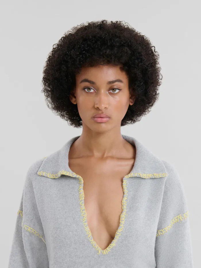 Grey Woolcashmere Jumper With Oversized Collar Women Marni Knitwear