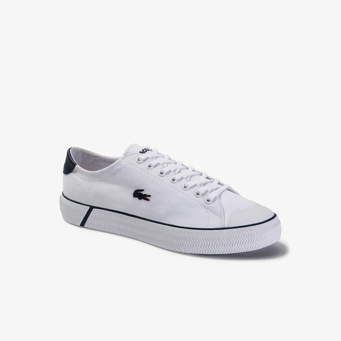 Gripshot Textured Canvas Sneakers WhiteNavy Mens Lacoste Sneakers Online Outlet Store