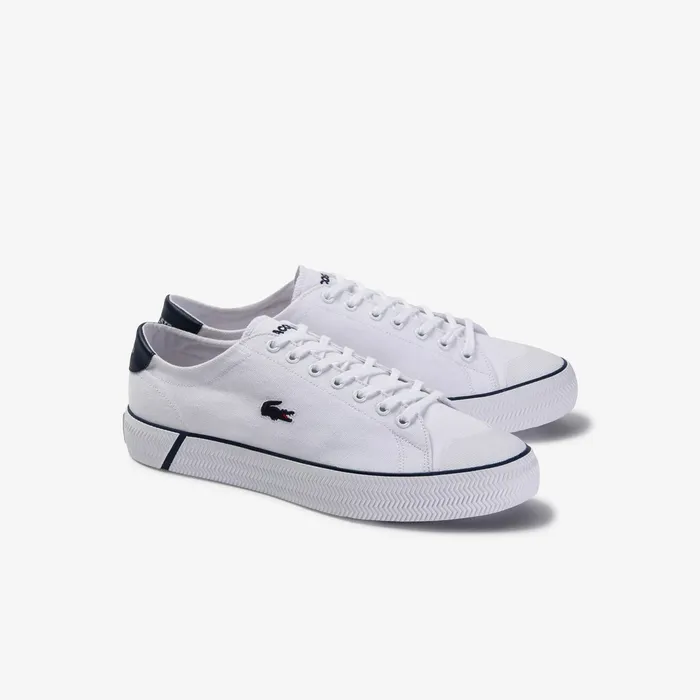 Gripshot Textured Canvas Sneakers WhiteNavy Mens Lacoste Sneakers Online Outlet Store
