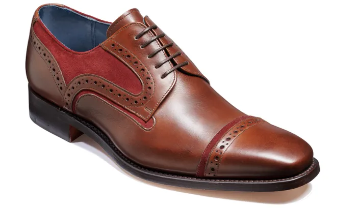 Haig 8211 Walnut Calf Burgundy Suede Mens Barker Shoes Brogues