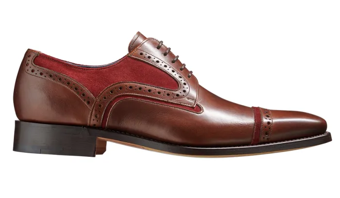Haig 8211 Walnut Calf Burgundy Suede Mens Barker Shoes Brogues