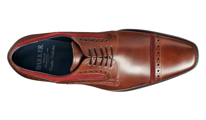 Haig 8211 Walnut Calf Burgundy Suede Mens Barker Shoes Brogues