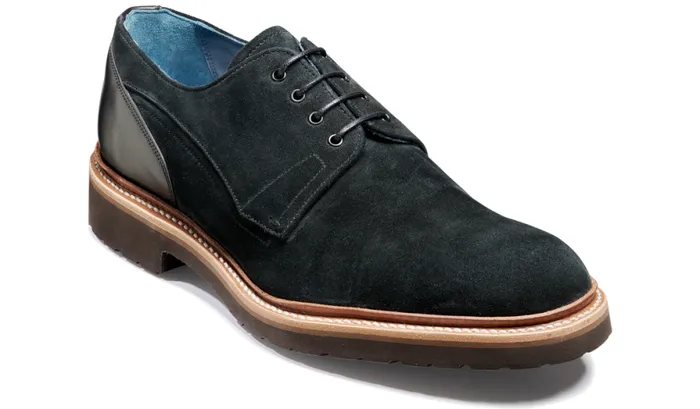 Harlem 8211 Black Suede Black Calf Mens Barker Shoes Derbys