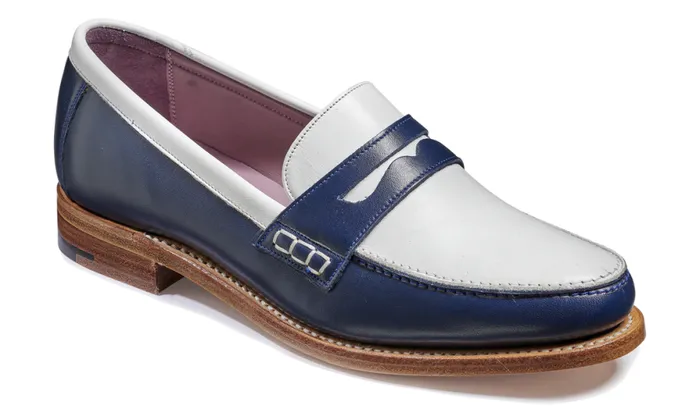 Harriet 8211 Navy White Calf Womens Barker Shoes Loafers