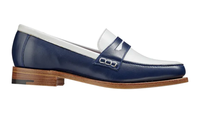 Harriet 8211 Navy White Calf Womens Barker Shoes Loafers