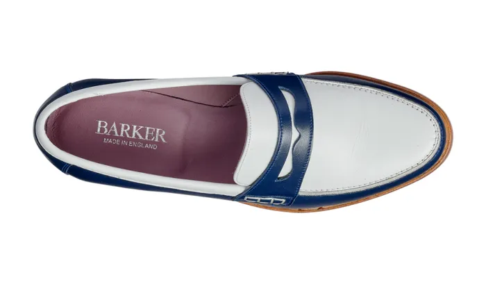 Harriet 8211 Navy White Calf Womens Barker Shoes Loafers