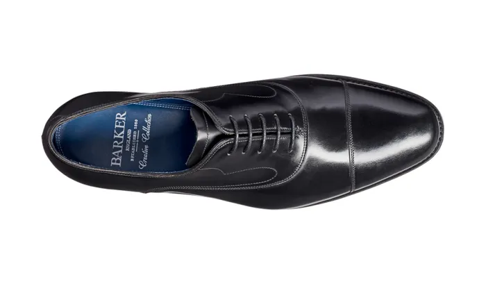 Hartley 8211 Black HiShine Mens Barker Shoes Oxfords