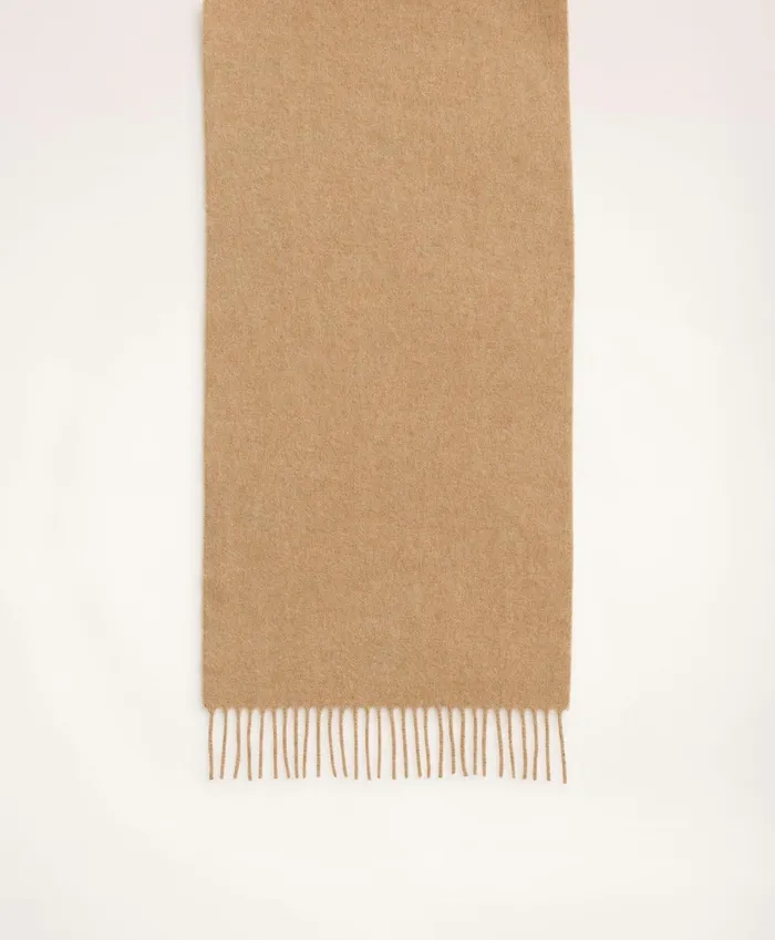 Hats andamp Scarves Men Brooks Brothers Cashmere Fringed Scarf Camel