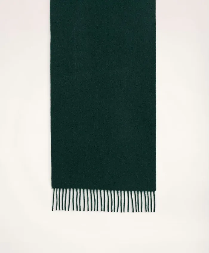 Hats andamp Scarves Men Brooks Brothers Cashmere Fringed Scarf Dark Green