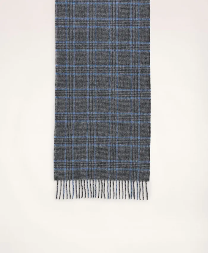 Hats andamp Scarves Men Brooks Brothers Lambswool Fringed Scarf Greyblue