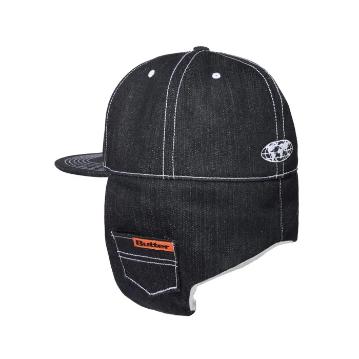 Hats Men Butter Goods Adilson Flap Cap Black Hats Men Butter Goods Adilson Flap Cap Black