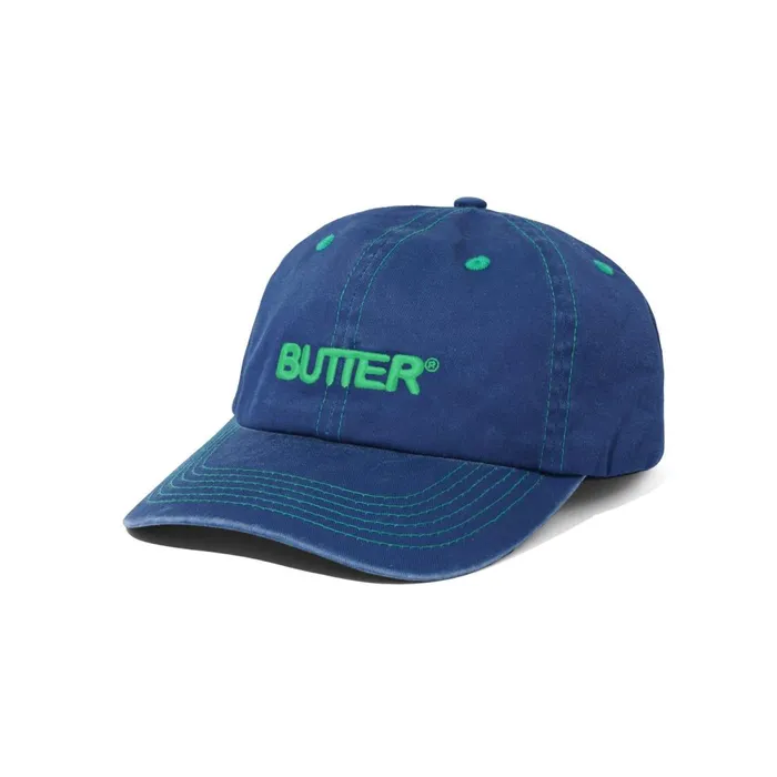 Hats Men Butter Goods Rounded Logo 6 Panel Cap Navy