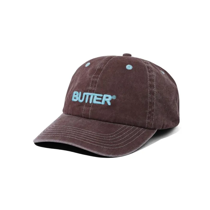 Hats Men Butter Goods Rounded Logo 6 Panel Cap Redwood