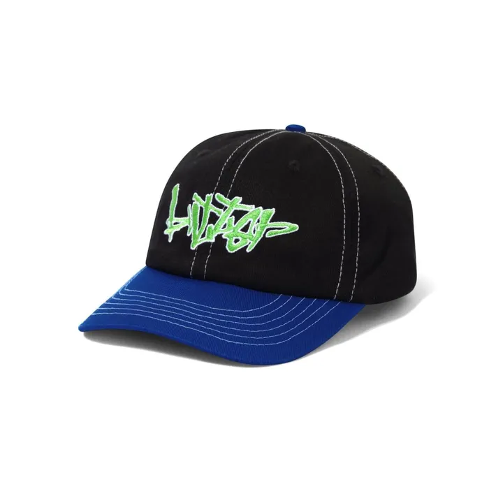 Hats Men Butter Goods Scratch 6 Panel Cap Black Royal Blue