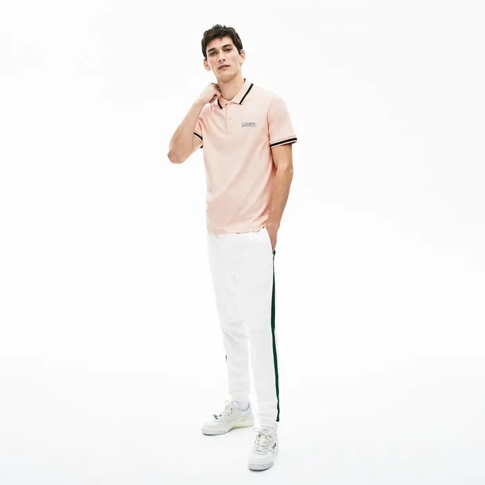 Heritage Badge Polo Shirt Light PinkBlackGreen Mens Lacoste Polos Shop Online