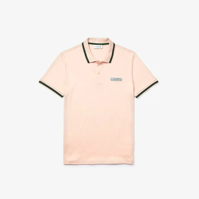 Heritage Badge Polo Shirt Light PinkBlackGreen Mens Lacoste Polos Shop Online