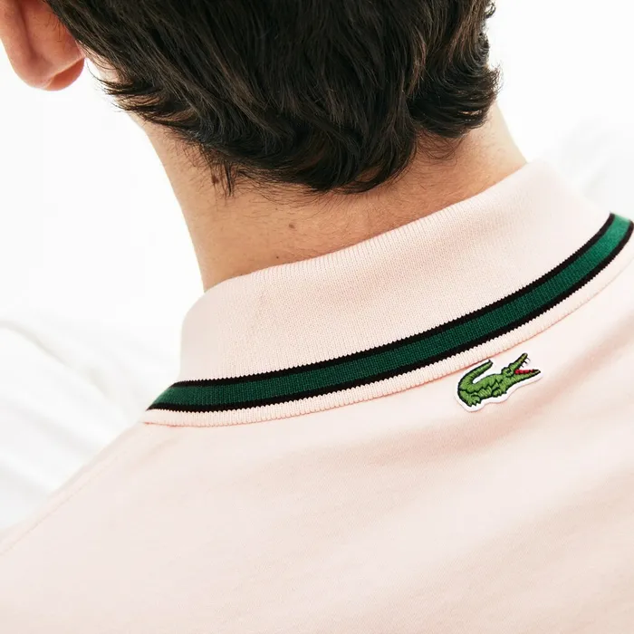 Heritage Badge Polo Shirt Light PinkBlackGreen Mens Lacoste Polos Shop Online