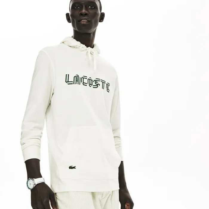 Heritage Ribbon Regular Fit Hooded Tshirt White Mens Lacoste TShirts Near Me