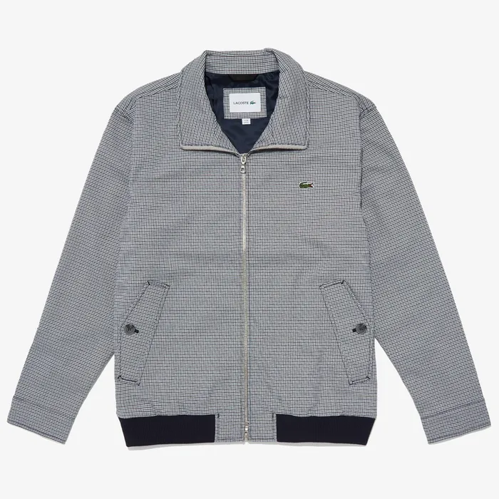 Herringbone Pattern Zip Harrington Jacket WhiteBlueNavy Blue Mens Lacoste Jackets and Coats Near Me Herringbone Pattern Zip Harrington Jacket WhiteBlueNavy Blue Mens Lacoste Jackets and Coats Near Me