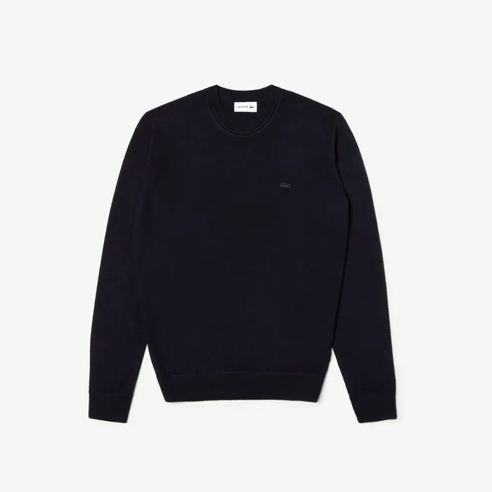 High Neck Wool Jersey Sweater Navy Blue Mens Lacoste Sweaters Online