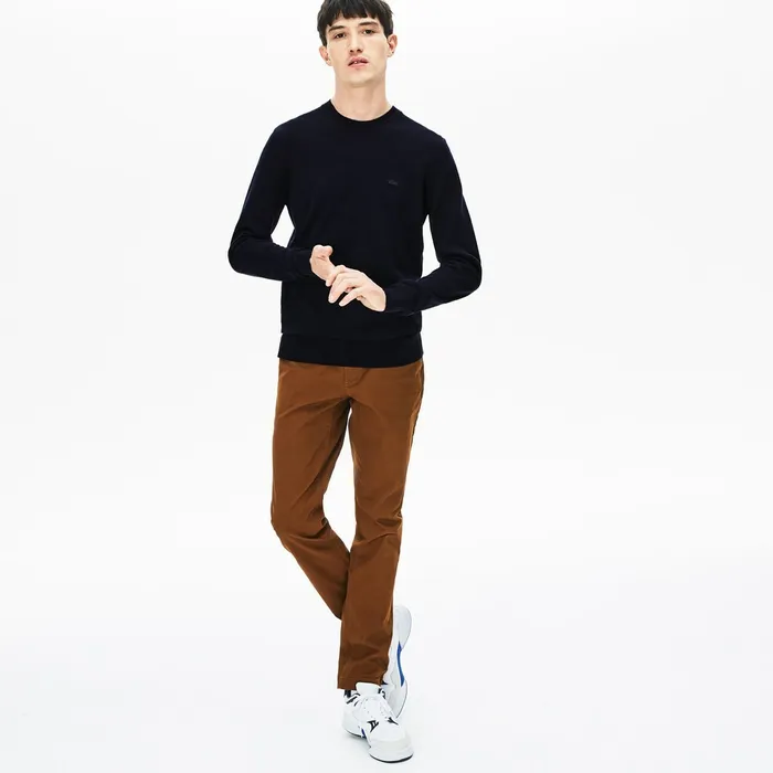 High Neck Wool Jersey Sweater Navy Blue Mens Lacoste Sweaters Online