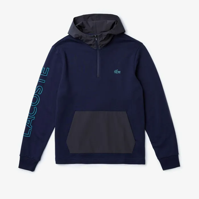 Hooded ColorBlock Zip Up Sweatshirt Navy BlueDark Grey Mens Lacoste Sweatshirts Gift for Friend