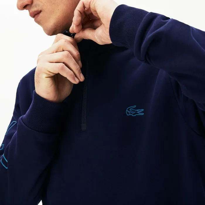 Hooded ColorBlock Zip Up Sweatshirt Navy BlueDark Grey Mens Lacoste Sweatshirts Gift for Friend