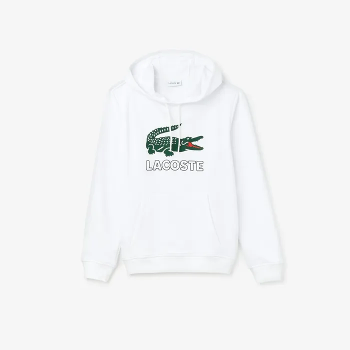 Hooded Fleece Sweatshirt White Mens Lacoste Sweatshirts Online Outlet Store
