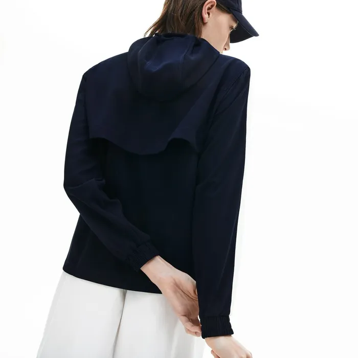 Hooded ZipUp Sweatshirt BlackWhite Womens Lacoste Sweaters and Sweatshirts Gift for Friend