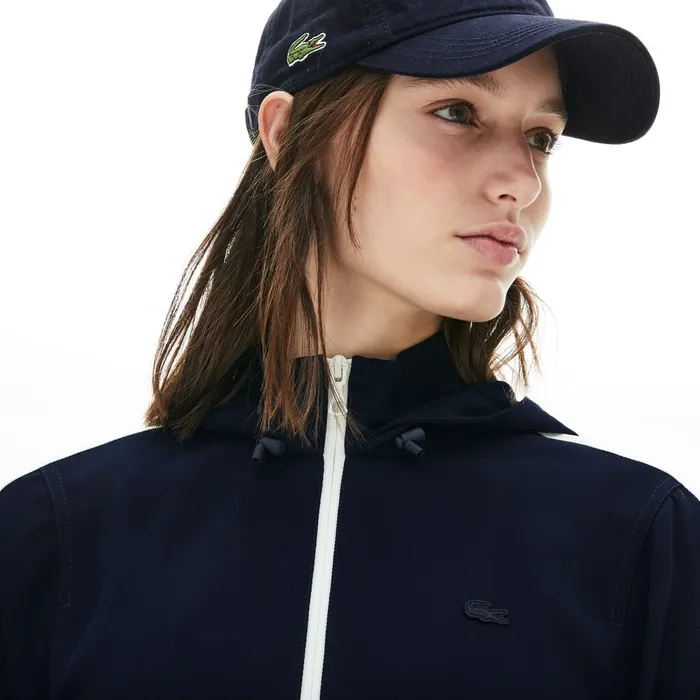 Hooded ZipUp Sweatshirt BlackWhite Womens Lacoste Sweaters and Sweatshirts Gift for Friend