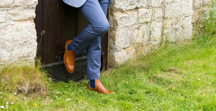Hopper 8211 Cedar Calf Navy Elastic Mens Barker Shoes Boots