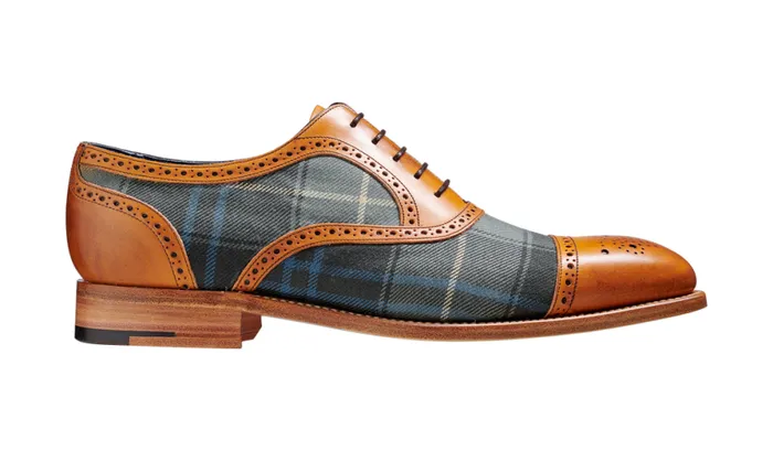 Hursley 8211 Cedar Calf Check Fabric Mens Barker Shoes Brogues