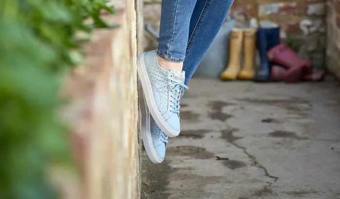 Isla 8211 Pale Blue Calf Studs Womens Barker Shoes Derbys