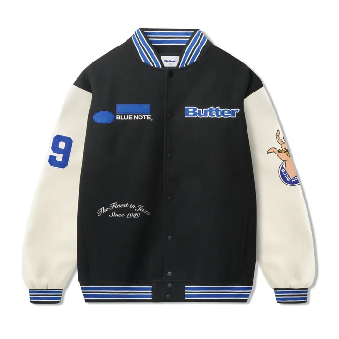 Jackets Men Butter Goods Blue Note Varsity Jacket Navy Cream